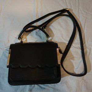Black Crossbody Purse with Gold Accents